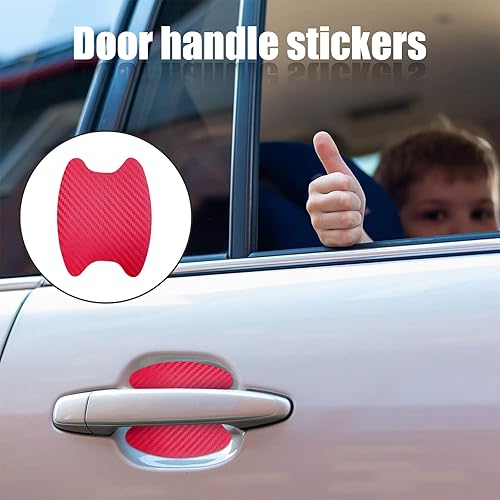 Miniatura 6 de Kewucn 4 calcomanías para manija de automóvil, películas protectoras de fibra de carbono para manija de puerta, protector antiarañazos para vasos,