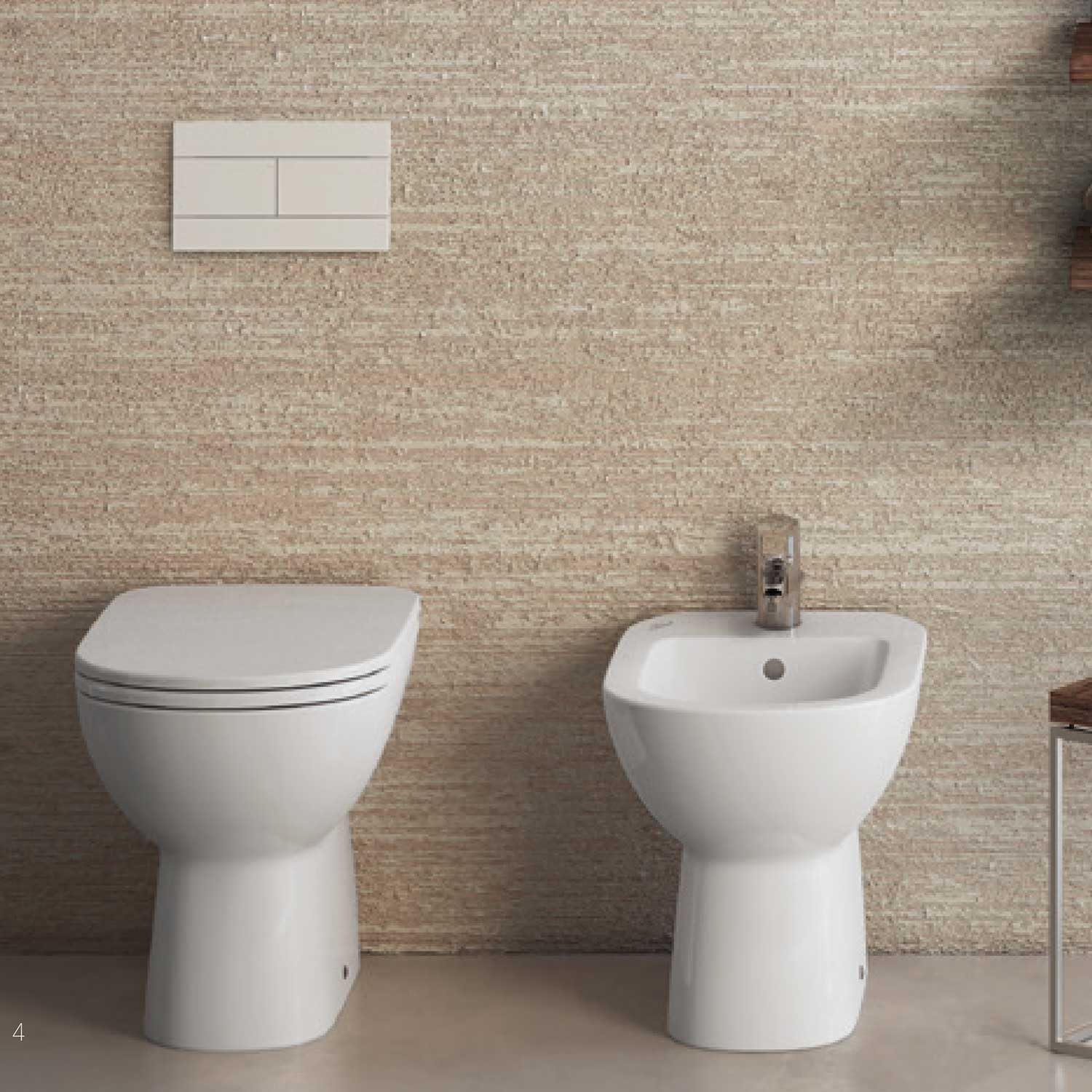 Coppia di sanitari filomuro Dolomite Gemma 2 con Bidet, Wc e Sedile Soft Close