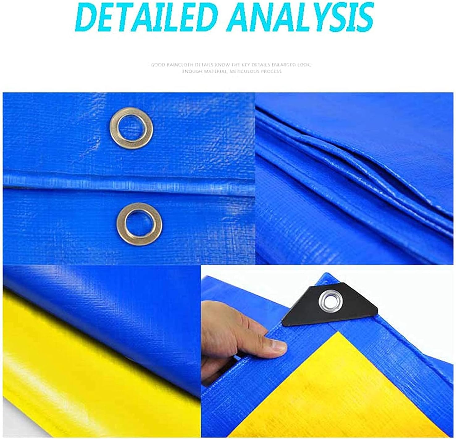 Tarps Heavy Duty Waterproof Camping tarp Canvas tarp Heavy Duty Waterproof Large Tarp 160G / Mm² Blue/Yellow Premium PE Tarpaulin with Eyelets Multifunctional Tarp for Outdoor Camping(Size