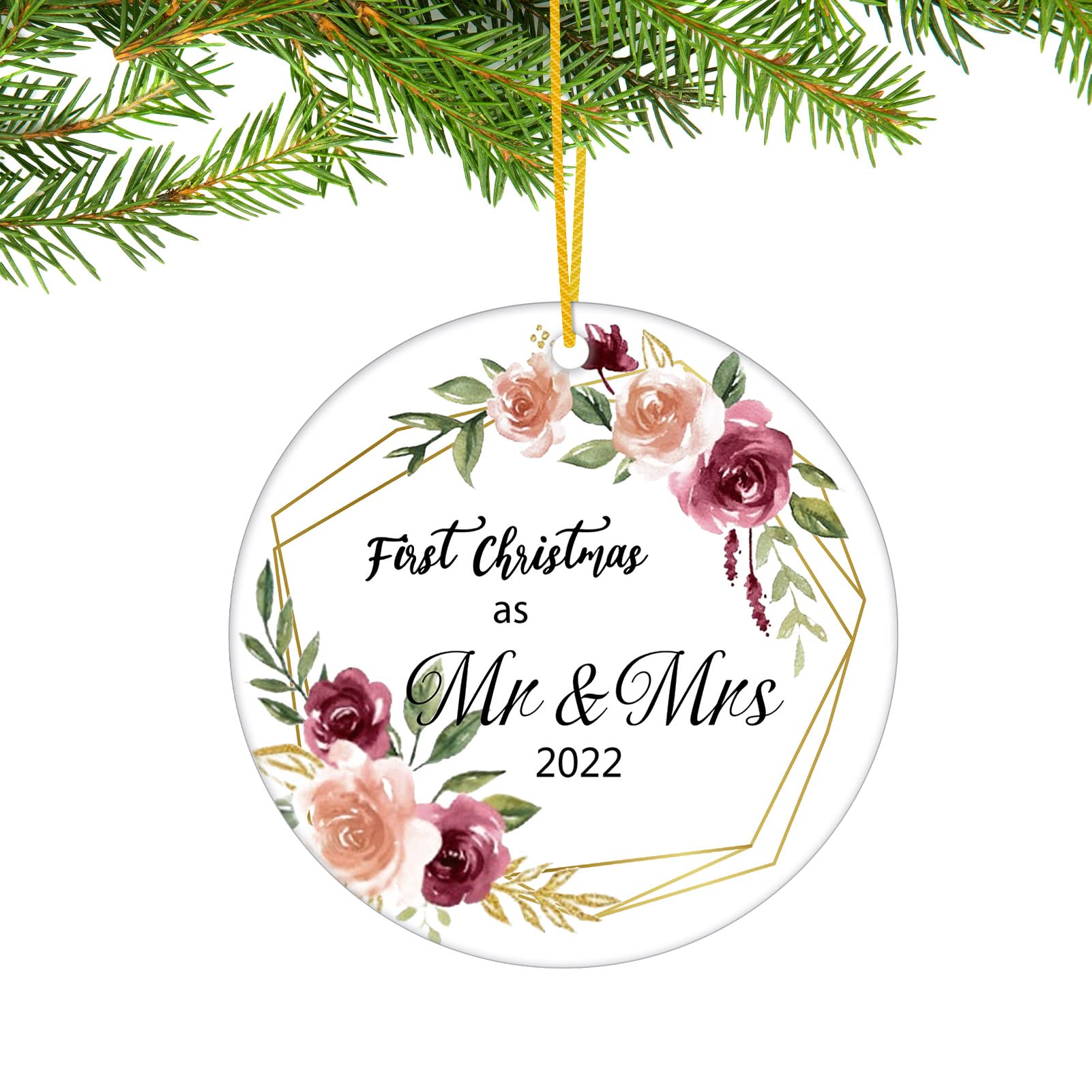 BOWINROur First Christmas As Grandparents 2022 Xmas Ornaments Xmas Tree Decoration, Winter Holiday Romantic Gift for Grandparents, 3 Inch Flat Acrylic Ornament with Gift Envelope( Multi-Pattern 2)