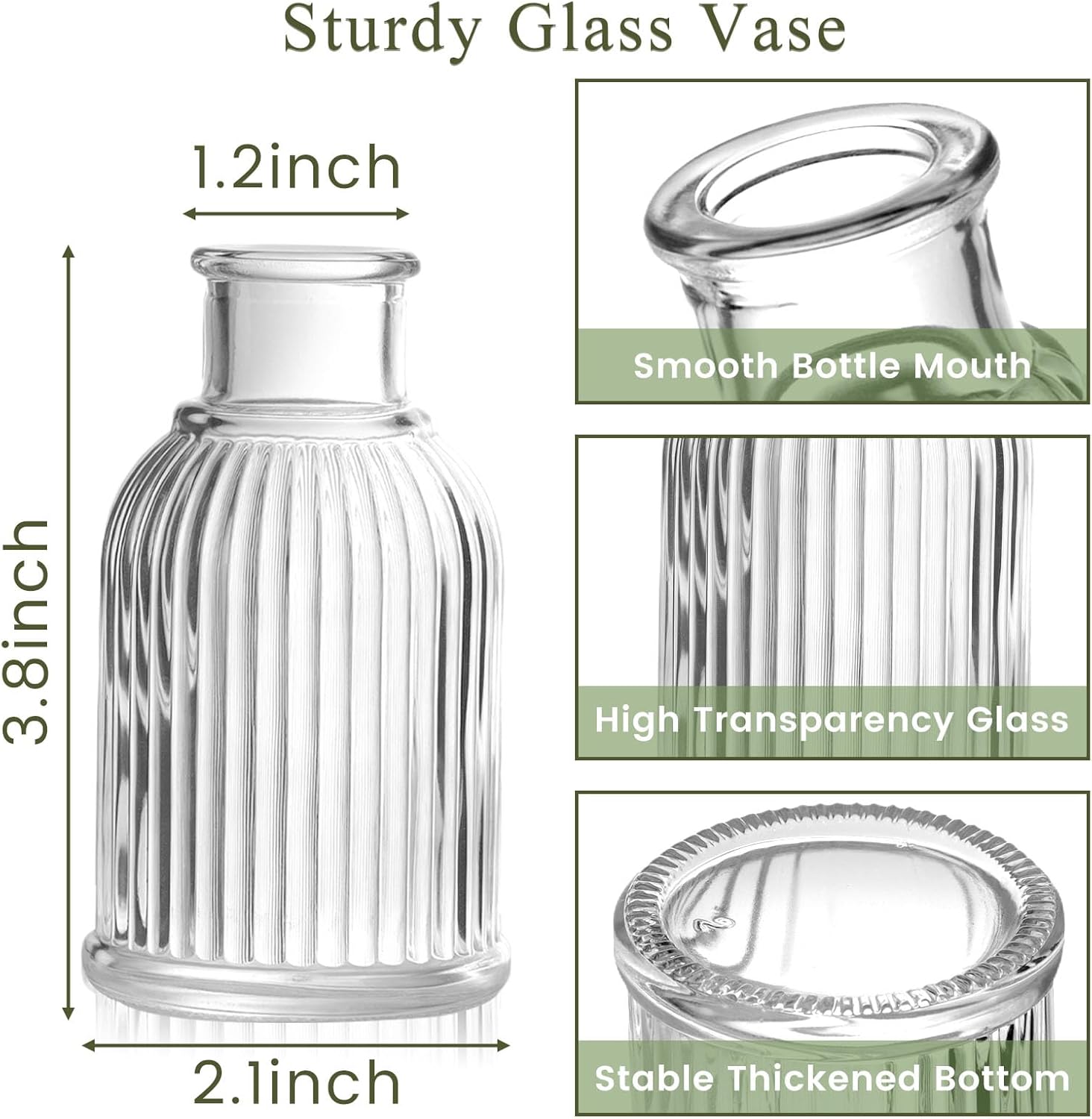 DomeStar 16PCS Glass Bud Vases Set for Bouquet, Mini Clear Vintage Clear Cylinder Vases for Flowers, Small Flower Vase Suitable for Birthday Party, Anniversary, Wedding, Baby Shower Party Home Decor - Image 3