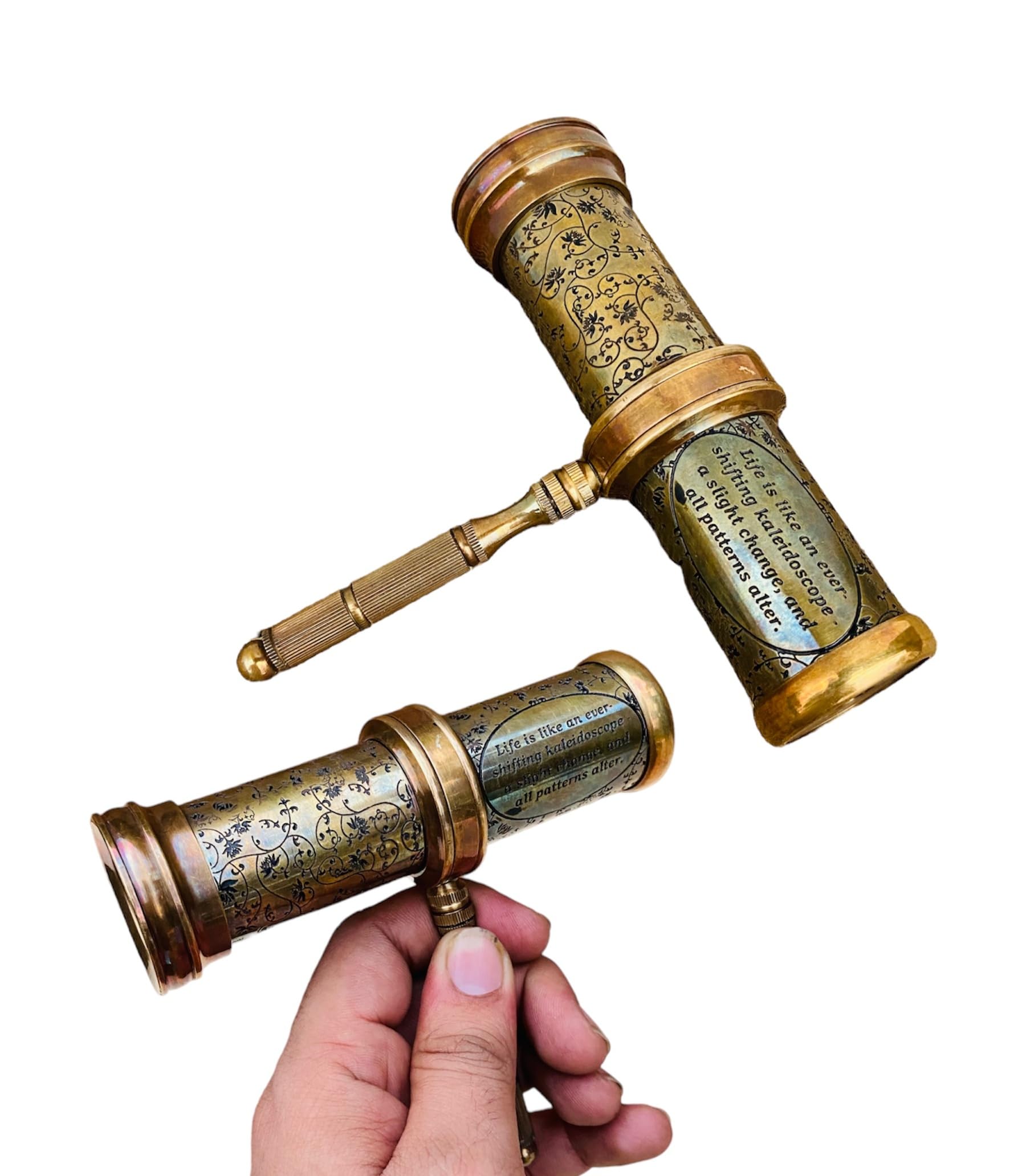 VARTH ntique Hand Carved Brass Twist Kaleidoscope with Brass Handle Vintage Look Handmade Kaleidoscope for All Age of Group