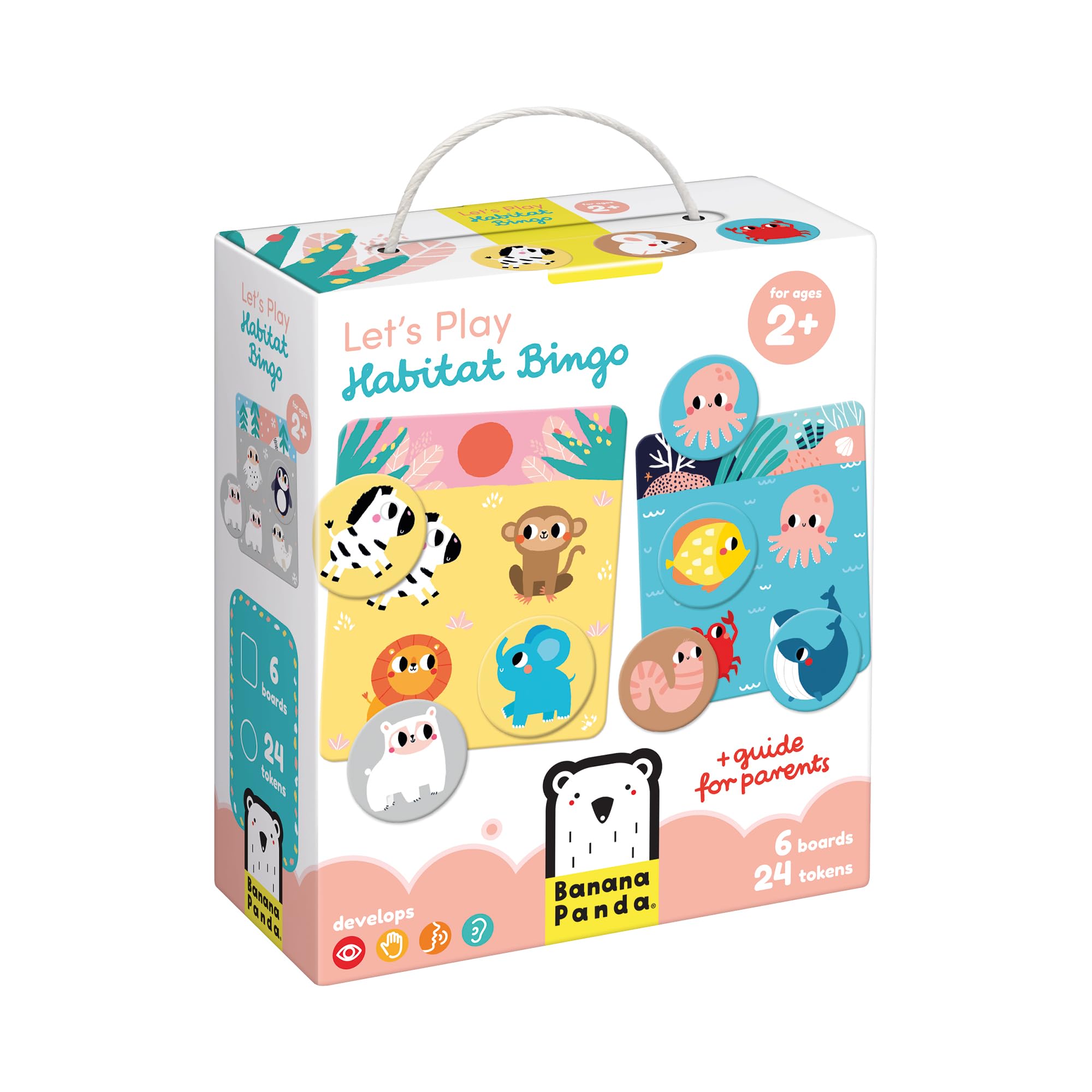 Banana Panda Let's Play Habitat Bingo 2+ - Primer Juego Educativo Educativo para niños a Partir de 2 años - coordinación Ojo-Mano, Memoria y reconocimiento de Animales