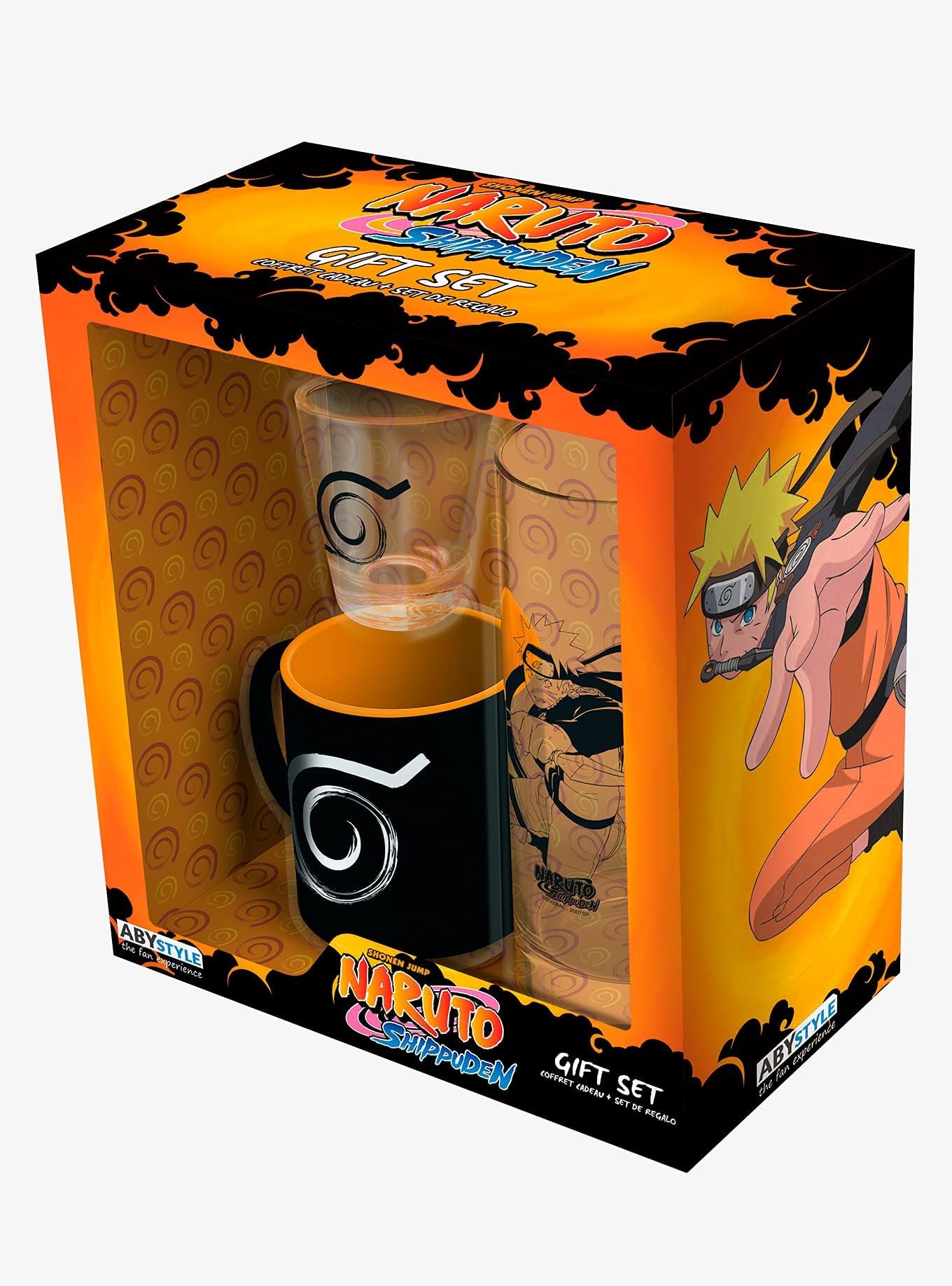 Naruto Shippuden Drinkware Gift Set 3-Piece Glass, Shot Glass & Espresso Mug Set Anime Merch Naruto Gifts Shot Glasses Set Mug Anime Cup Collectible