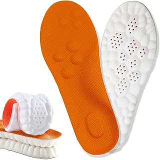 Steppers Insoles for Men Women, 2026 New 4D Cloud Soles Memory Foam Insoles, Trim to Fit Insoles with Arch Support & Cushioned Comfort Breathable(Orange, Men 8-8.5/Women 9.5-10)