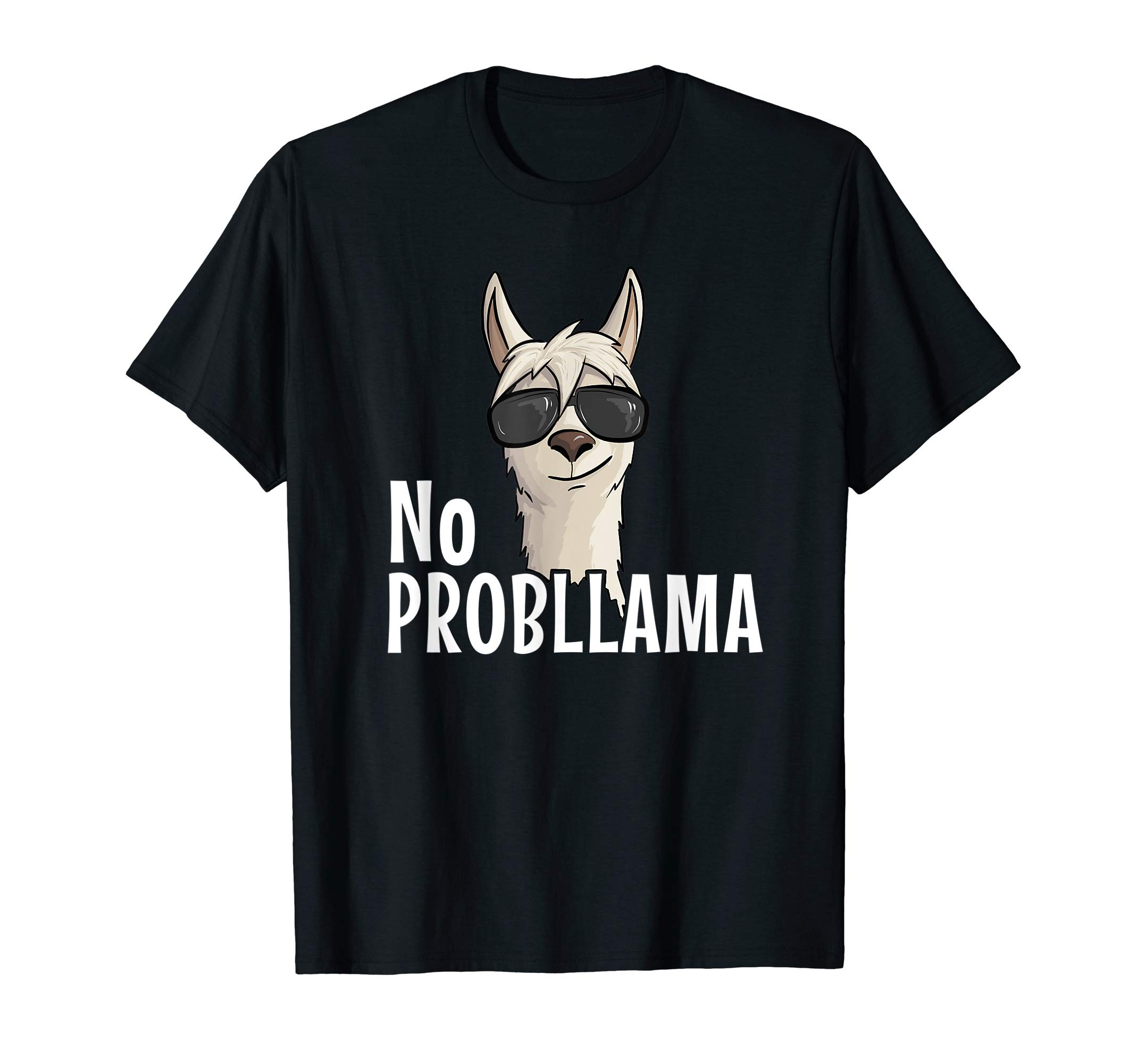 Llama Alpaca Gifts By SkizzenmonsterFunky Hipster Llama With Sunglasses No Prob-Llama T-Shirt