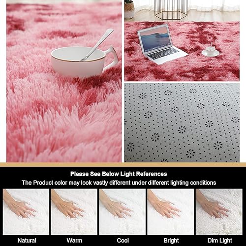 Miniatura 7 de Alfombra redonda roja esponjosa para habitación de niños y niñas, alfombra circular peluda de 2.6 pies para dormitorio de adolescentes, alfombra