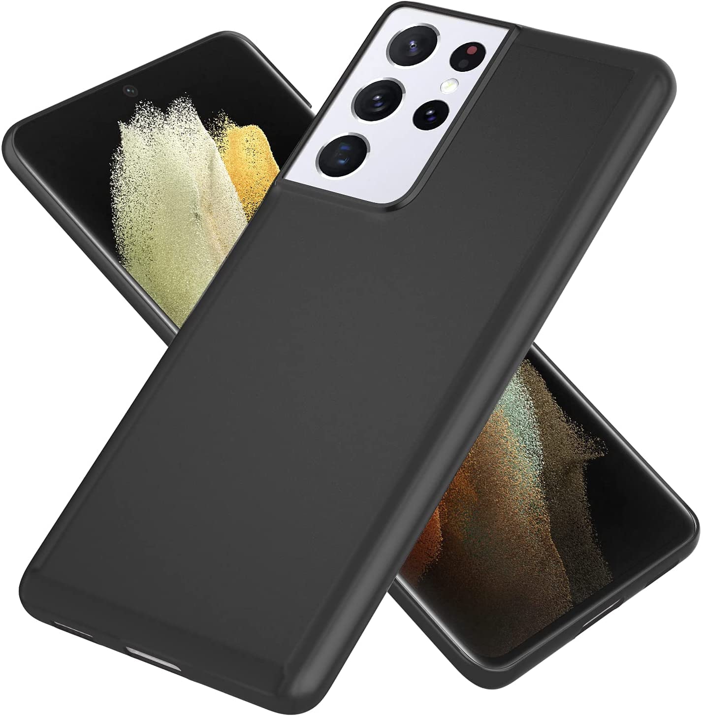 LazyLion Back Cover Case for Samsung Galaxy S21 Ultra, Silicone Shockproof Phone Case with [Soft Anti-Scratch Microfiber Lining] Black (Pack of 1)