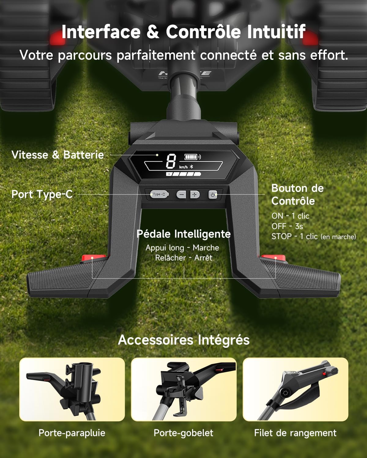 NAVEE Birdie 3X Carrito de Golf Eléctrico con Seguimiento Automático, Batería 36 Hoyos, Ruedas Todoterreno, Plegable