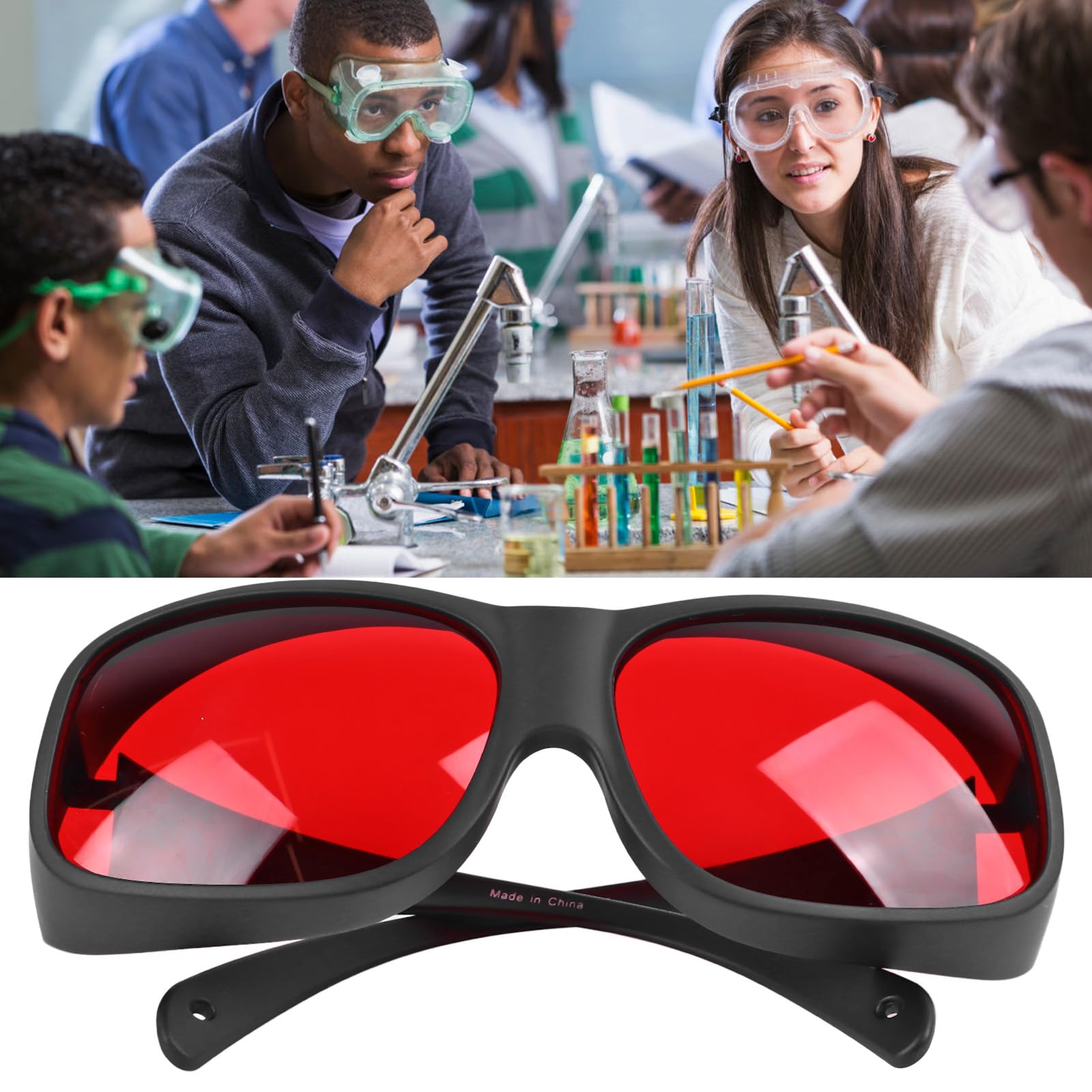 Laserowe okulary bezpieczeństwa Gogle Ochronne Czerwona Black Rama 200 590 Nm Ochrona oka na laboratoryjne badania biologiczne Kontrola przemysłowa medyczna