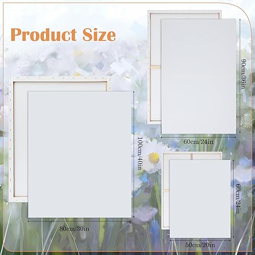 Miniatura 2 de Thyle 9 Pack Large Stretched Canvas for Painting 30 x 40, 24 x 36, 20 x 24 Blank Canvas White 100% Cotton Profile Painting Canvas Primed Framed
