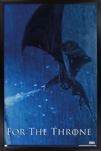 Trends International Póster de pared Viserion Game of Thrones, 22.375 x 34 pulgadas, versión enmarcada en negro