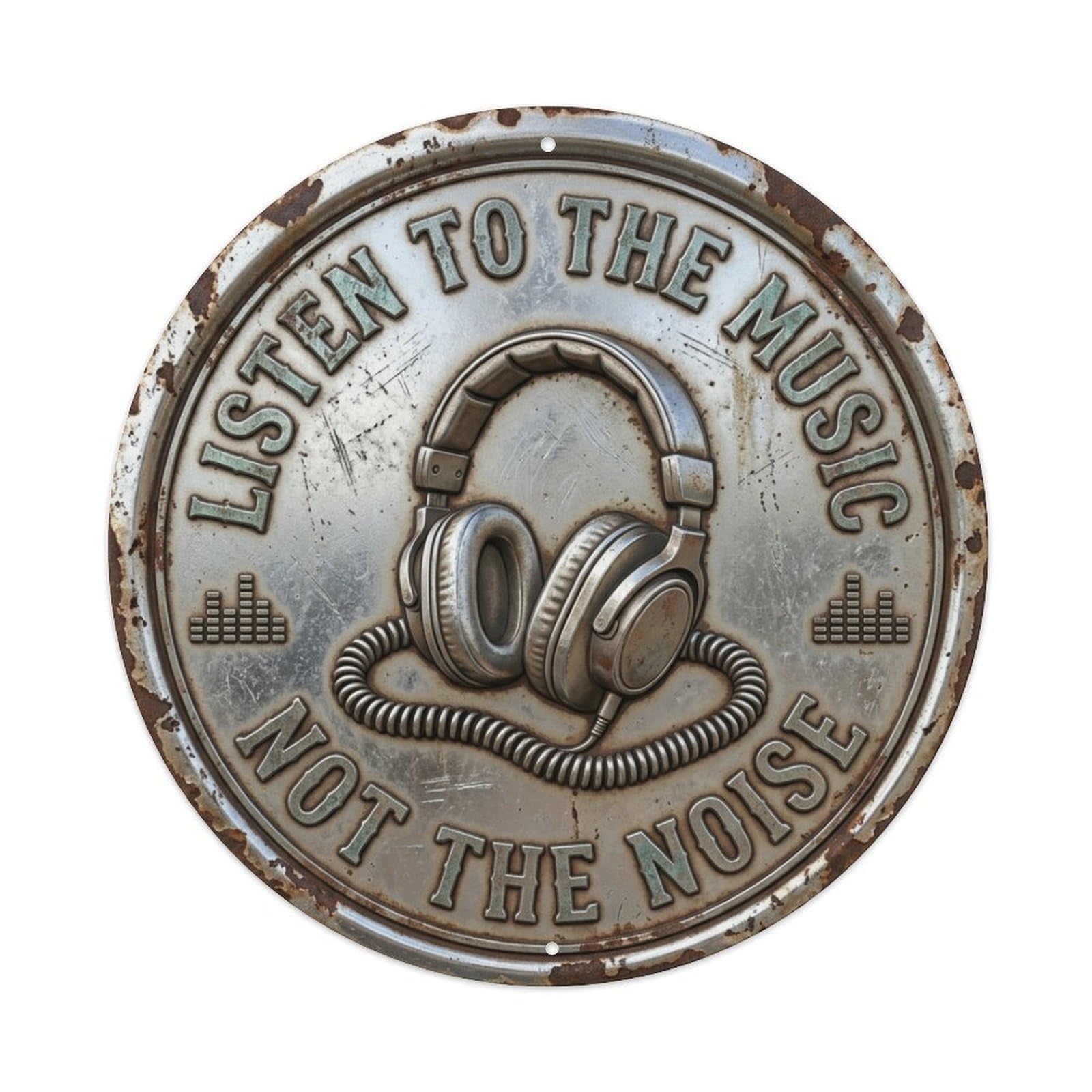 Headphones Sound Studio Vintage Metal Tin Sign Plaque Wall Decor for Cafe, Club Bar, Office, Garden Metal Poster 8x8Inch