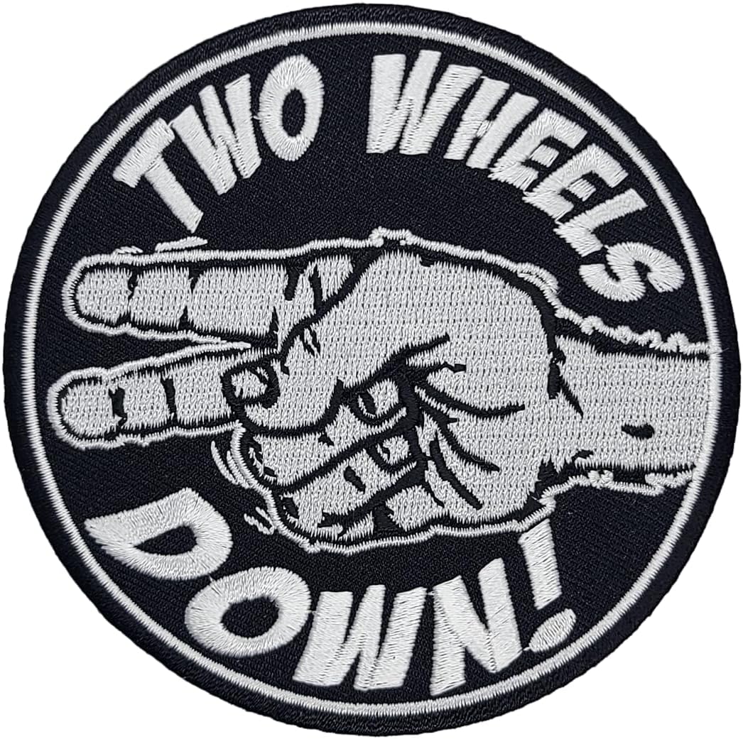 Two Wheels Down Motorcycle Patch 4 Inch Iron on Sew on P190 Arts, Crafts & Sewing