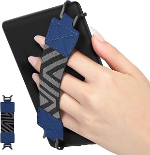 MoKo Security Hand-Strap for 6-8" Kindle eReaders Fire Tablets, Dark Blue | eReader accessories for 6-8" Kindle/Kobo/Sony Tablets, Patterned High-Elasticity Hand Strap ,Lightweight Finger Grip Holder