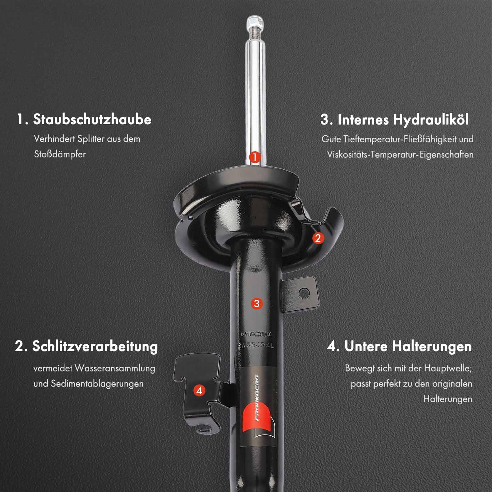 Frankberg 2 amortiguadores delanteros izquierdo y derecho 334841 | Compatible con: Torneo Focus II DA DS FFS, Focus II Saloon DB DH FCH, C-Max DM2, Focus II DA DP HCP, Focus C-Max DM2