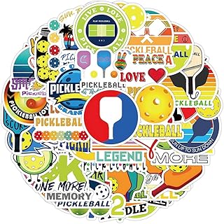 50 Pieces Pickleball Stickers, Pickleball Vinyl Stickers Decals for Water Bottle, Helmet, Laptop, Phone, Pickleball Gifts, Pickleball Party Favors, Sport Stickers Pickleball Decorations for Kids Teens Boy (Pickleball)