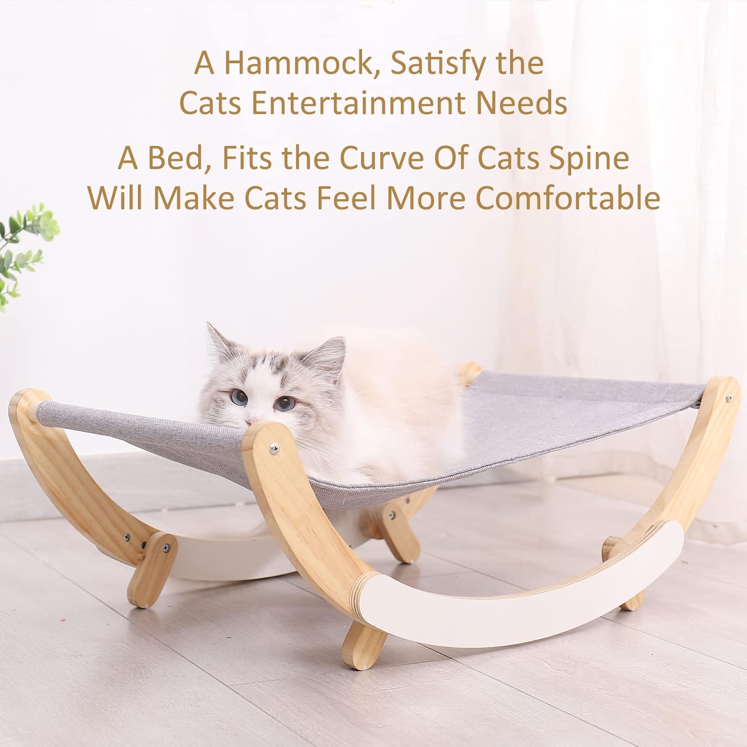 Cat Hammock, Pet Bed, Solid Wood Fancy Swing Chair, 2 in 1 Chair and Hammocks, Cat Furniture Gift for Your Small to Medium Size Cat and Dog