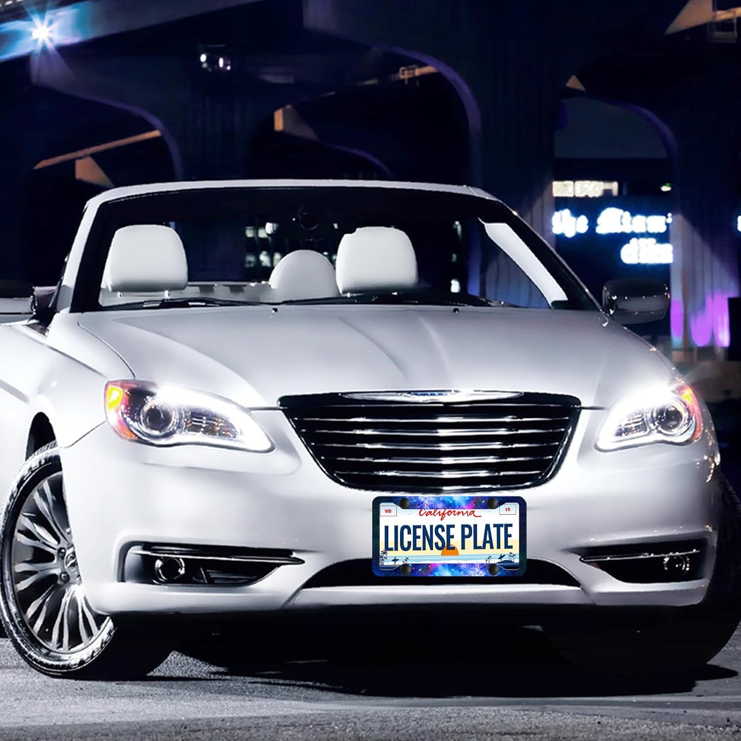 LIN KANG 2Pcs Galaxy Spaces License Plate Frames,Purple Starry Sky Night car Plate Holder Universal Stainless Steel Material Rust-Proof Waterproof Car Decorative Tag Frames for Standard US 12x6 Inch - Image 5