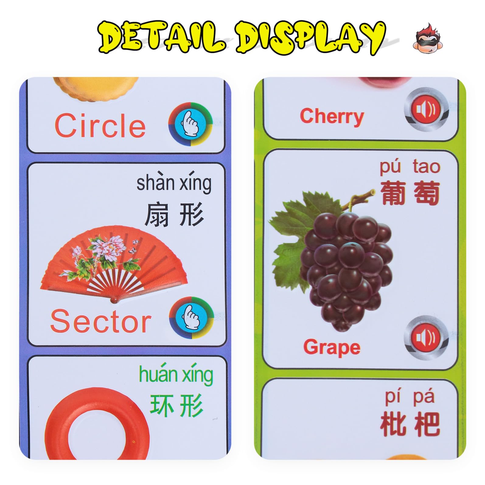 Kisangel Interaktive Lernposter Bilingual Lernen mit Audiofunktion 2 Stück PVC Material für Kleinkinder Geeignet für Babys und Kleinkinder im Kinderzimmer