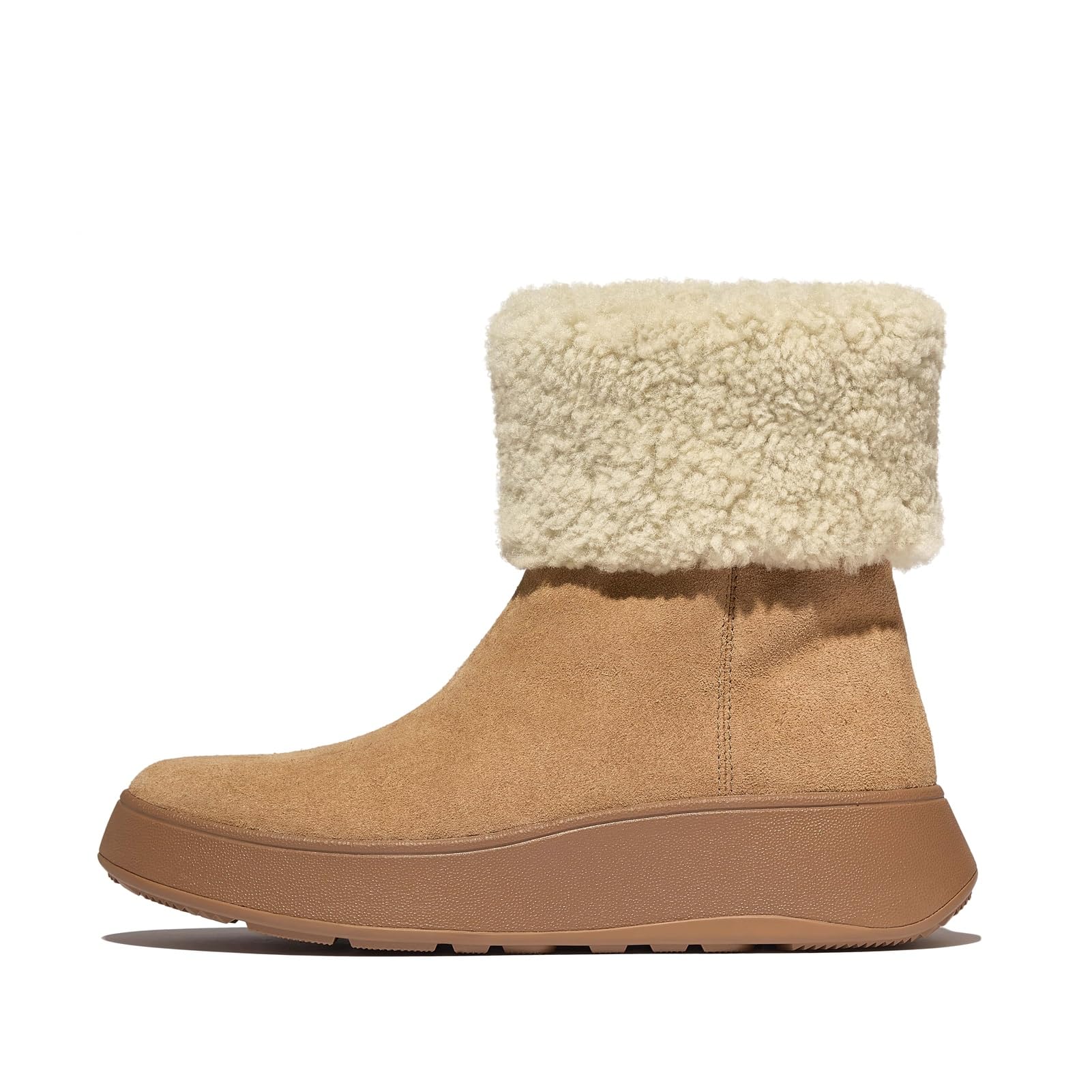 Fitflop Women's F-Mode Shearling-Collar Zip-up Suede Ankle BootsAnkle Boot