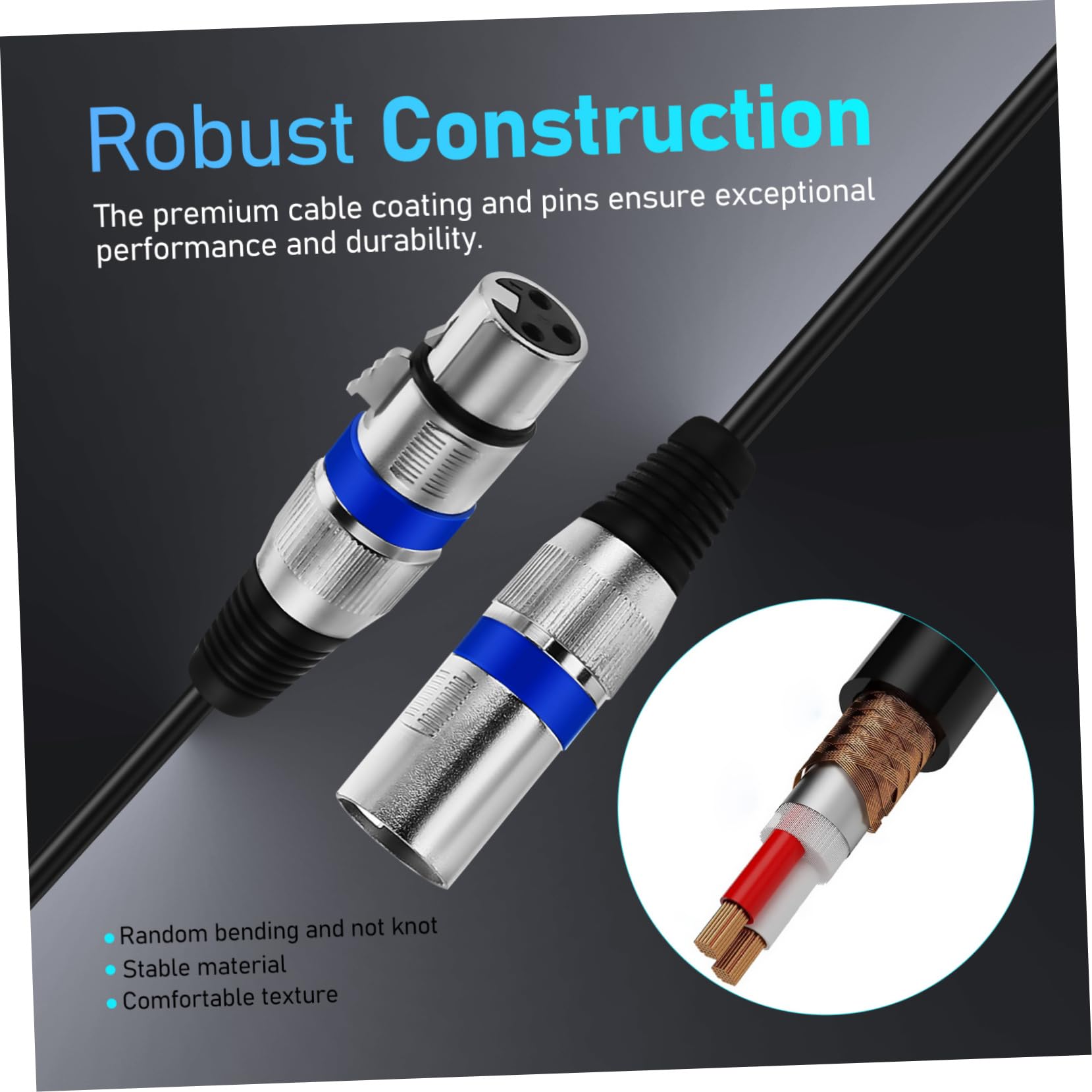Toyvian Cable de Micrófono Macho a Hembra Xlr de 3 Pines Doble Blindaje de Cobre para Uso Profesional y Refuerzo de Sonido en Conferencias, Paquete de 6 Cables