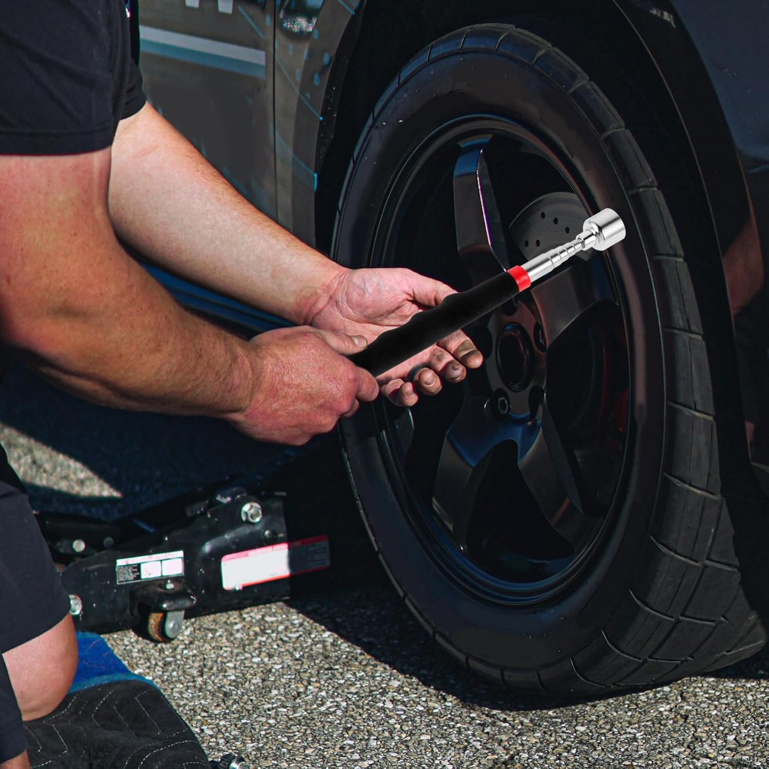 Telescoping Inspection Mirror Set with Adjustable Length for Automotive Repair Stainless Steel Construction, and Multiple Practical Tools, Convenient for Mechanics and Vehicle