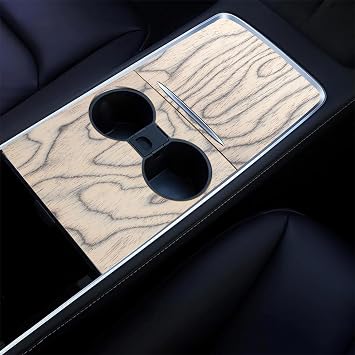 Prowin Real Wood Center Console Wrap for Tesla Model 3/Y 2021-2024, Solid Wood Console Cover & Door Panel Protector Set, Cloud Maple Finish Interior Accessories Kit Not for Model 3/Y 2024-2025