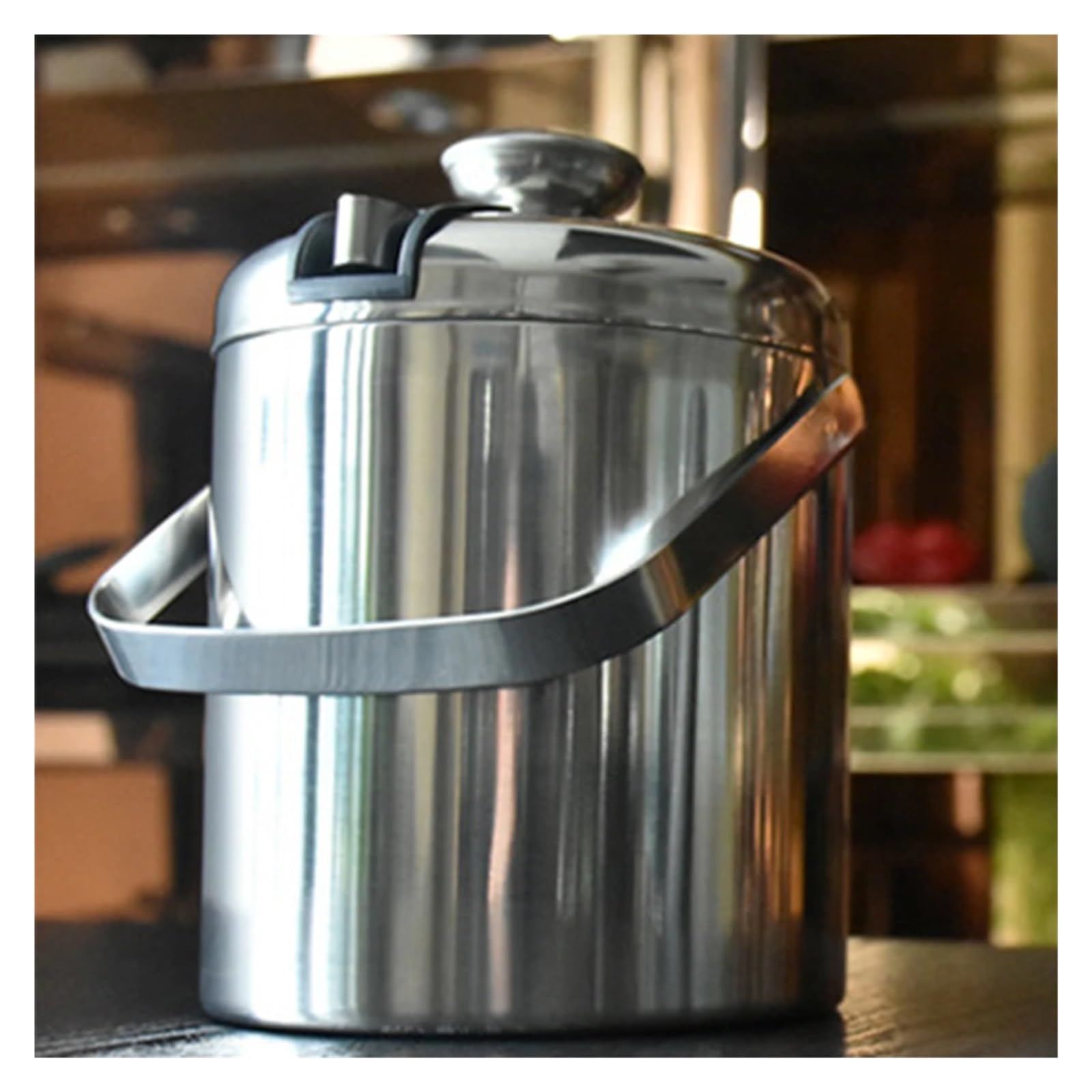 Cubo de Hielo de Acero Inoxidable de Doble Pared con Tapa, Pinzas y colador, Cubo Enfriador, Ideal for el hogar, Bar, Enfriar Cerveza, champán y Vino. para Bar, Cumpleaños, Fiestas