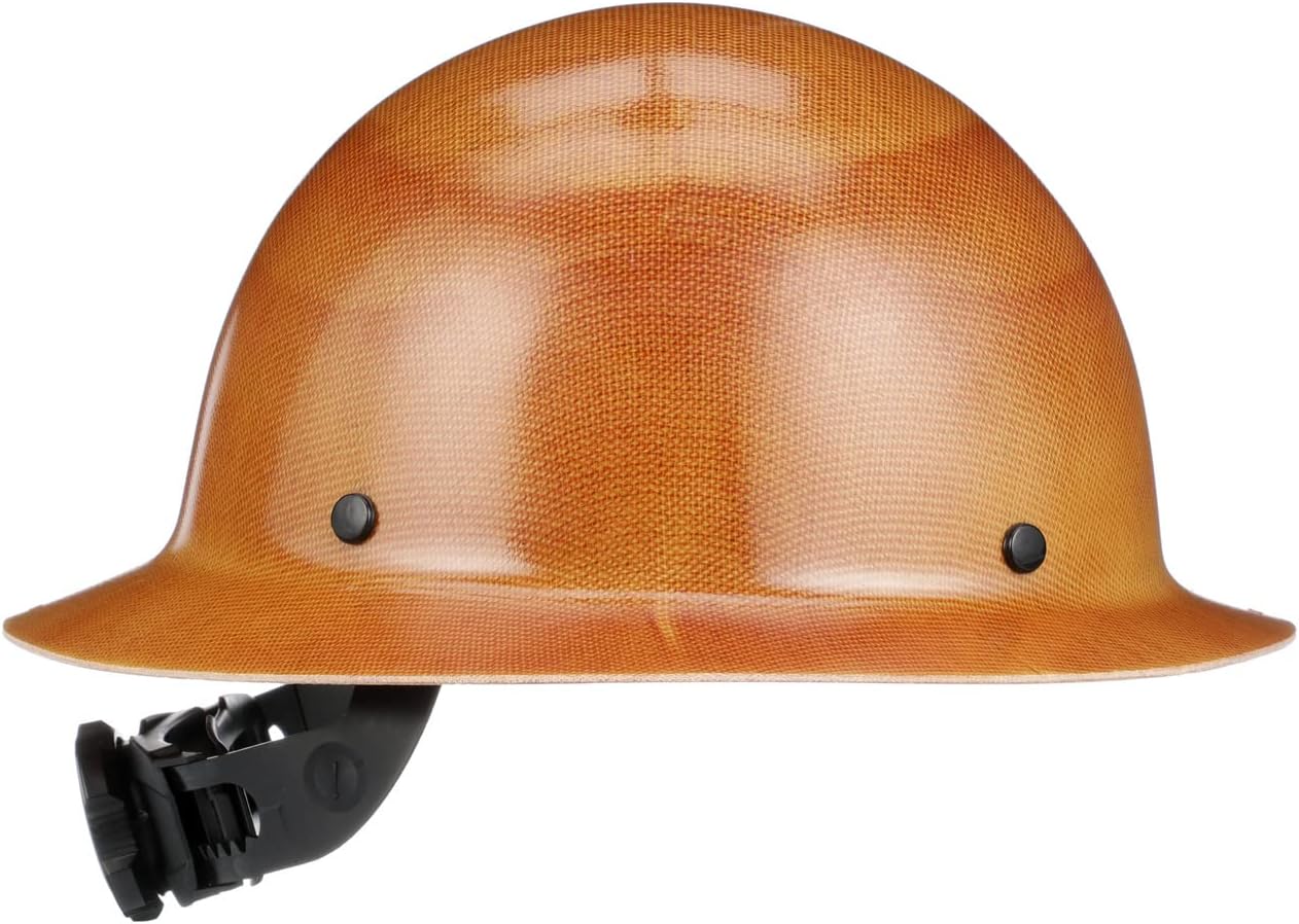 MSA Skullgard Full-Brim Hard Hat with Suspension - Non-Slotted Cap, Made of Phenolic Resin, Radiant Heat Loads up to 350F, Standard Size Hard Hat | Fas-Trac III Ratchet Suspension