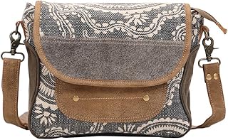 Myra Bag Midnight Blue Upcycled Canvas & Cowhide Messenger Bag S-1450