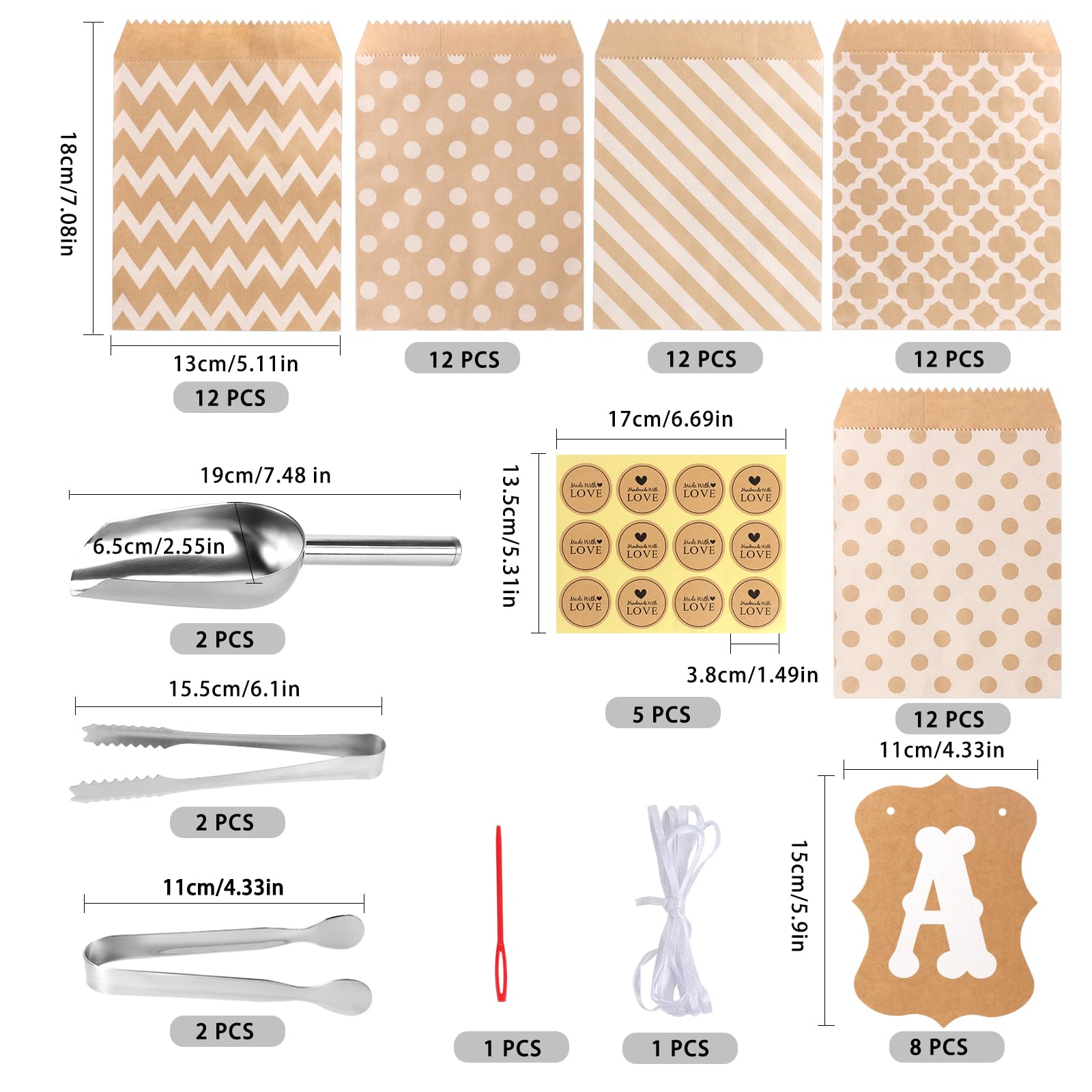 Set Candy Bar GOTFUN 72 Pezzi - Sacchetti, Pinze Zucchero, Adesivi E Ghirlanda Per Feste, Matrimoni, Compleanni - Foto 8