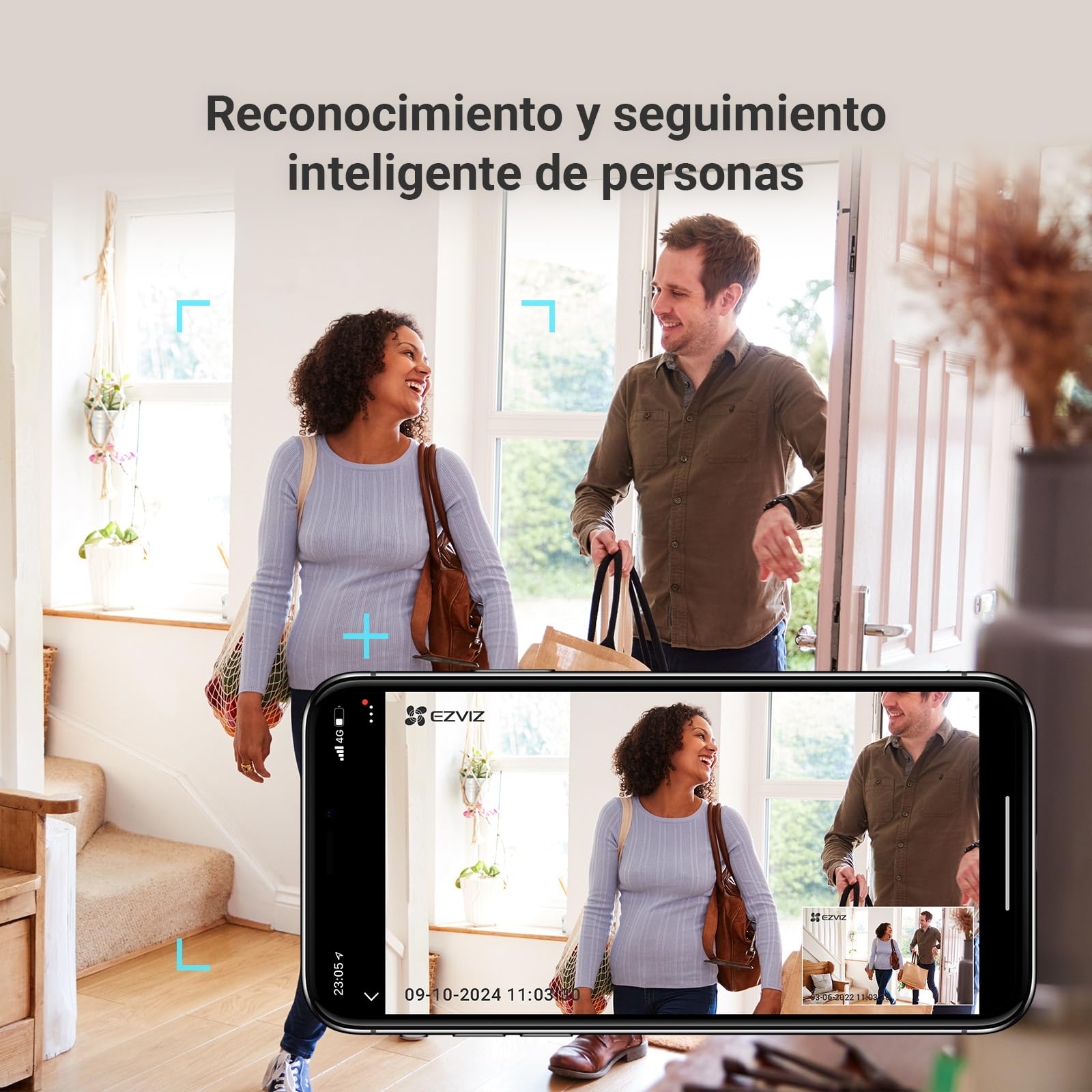 EZVIZ 4K Cámara Vigilancia WiFi Interior 360°, Cámara IP 8MP AI Deteccion de Personas/Ruido, Vision Nocturna en Color, Seguimiento y Zoom Automático, Llamada Bidireccional, Soporta 512GB, CP1 Pro
