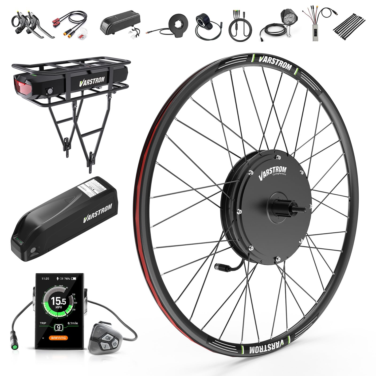 Amazon.com : Varstrom 48V 1000W 1500W Rear & Front Hub Motor Kit - Ebike  Conversion Kit for 26"/27.5"/28"/29"/700C Front Rear Wheel,Electric Bike  Conversion Set with Display & Ebike Battery (Optional) : Sports