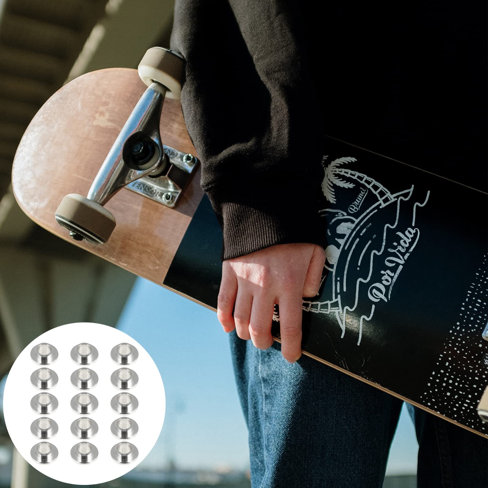 BESTonZON 1set Metal Skateboard Bearings High Speed Multi Function Plain Bearings for Roller Skating Accessories Durable Wear Resistant Easy Installation for Optimal Performance 15pcs