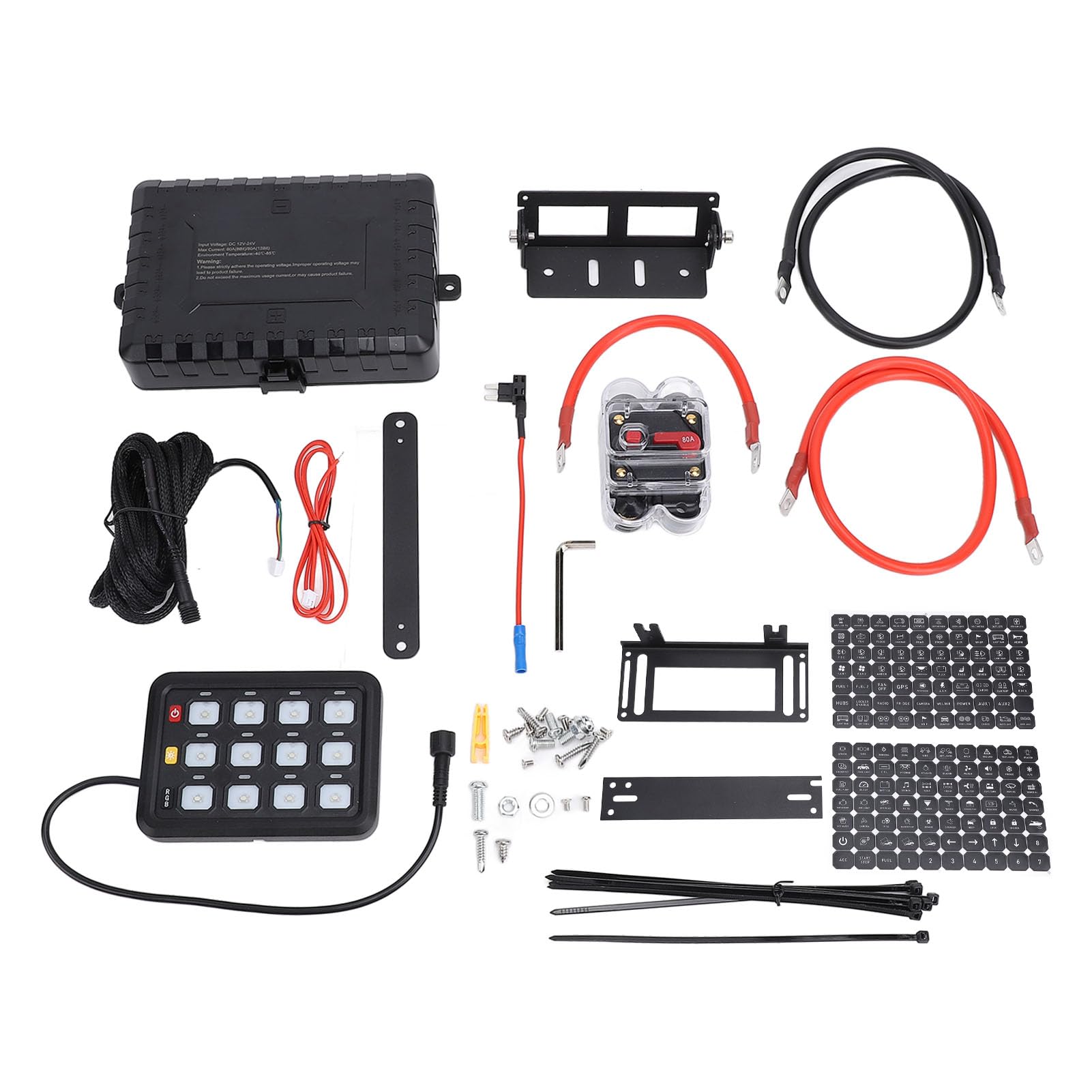 Tbest Panel Przełączników Gangowych RGB 12 12V 24V 80Amp 960W 1920W możliwość Przyciemniania Niebieskie Podświetlenie Dotykowy Panel Sterowania Skrzynka Przekaźnikowa dla RV Ciężarówka