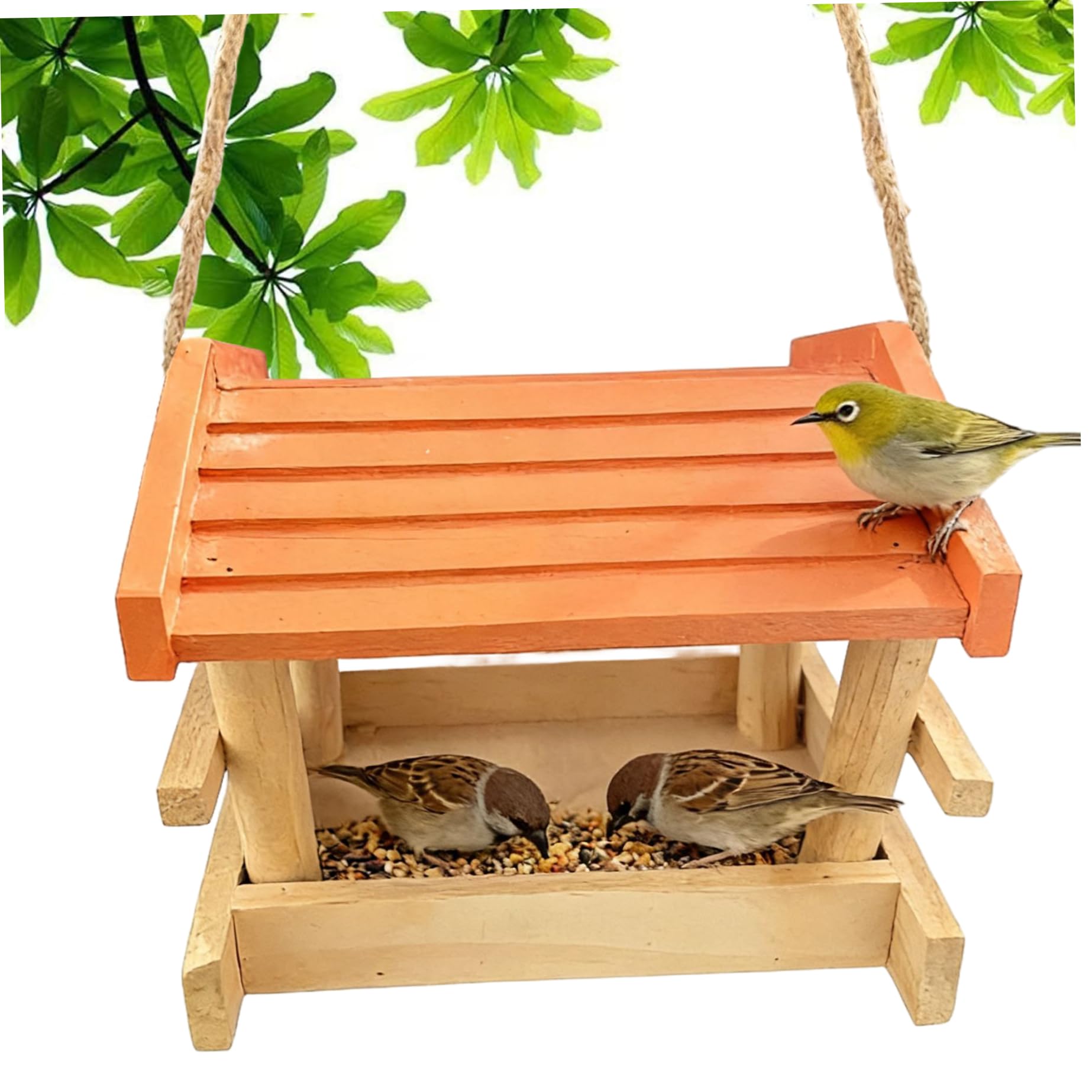 Mangiatoia per Uccelli da Esterno, Mangiatoia per Uccelli da Appendere in Legno a Prova di Scoiattolo con Coperchio e Capacità di Semi per Giardino, Cortile e Cortile|Gabbia