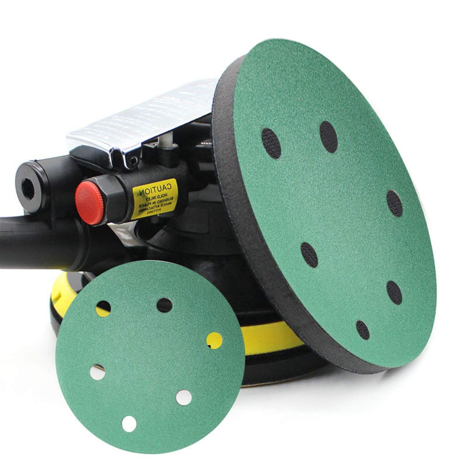 Discos de lijado Almohadillas Disco de arena 10 piezas 125 mm 5 pulgadas Papel de lija redondo Película de poliéster Húmedo/seco Gancho y bucle Flocado Discos de lijado verdes Pintura Papel de lija ab