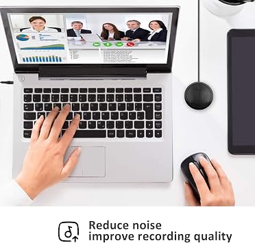 Conference Microphone 3.5mm Desktop Computer Mic for Computer Desktop and Laptop 360 Omnidirectional Condenser Mic for Online Meeting/Class, Skype, Recording, Chatting, Gaming