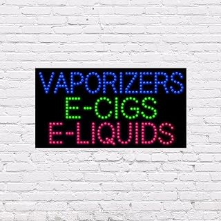 LED Vaporizers E-Cigs E-Liquids Sign for Retail Business Displays | Advertising Electronic Light Up Sign for Windows Walls |17"h x 31"w x 2"d