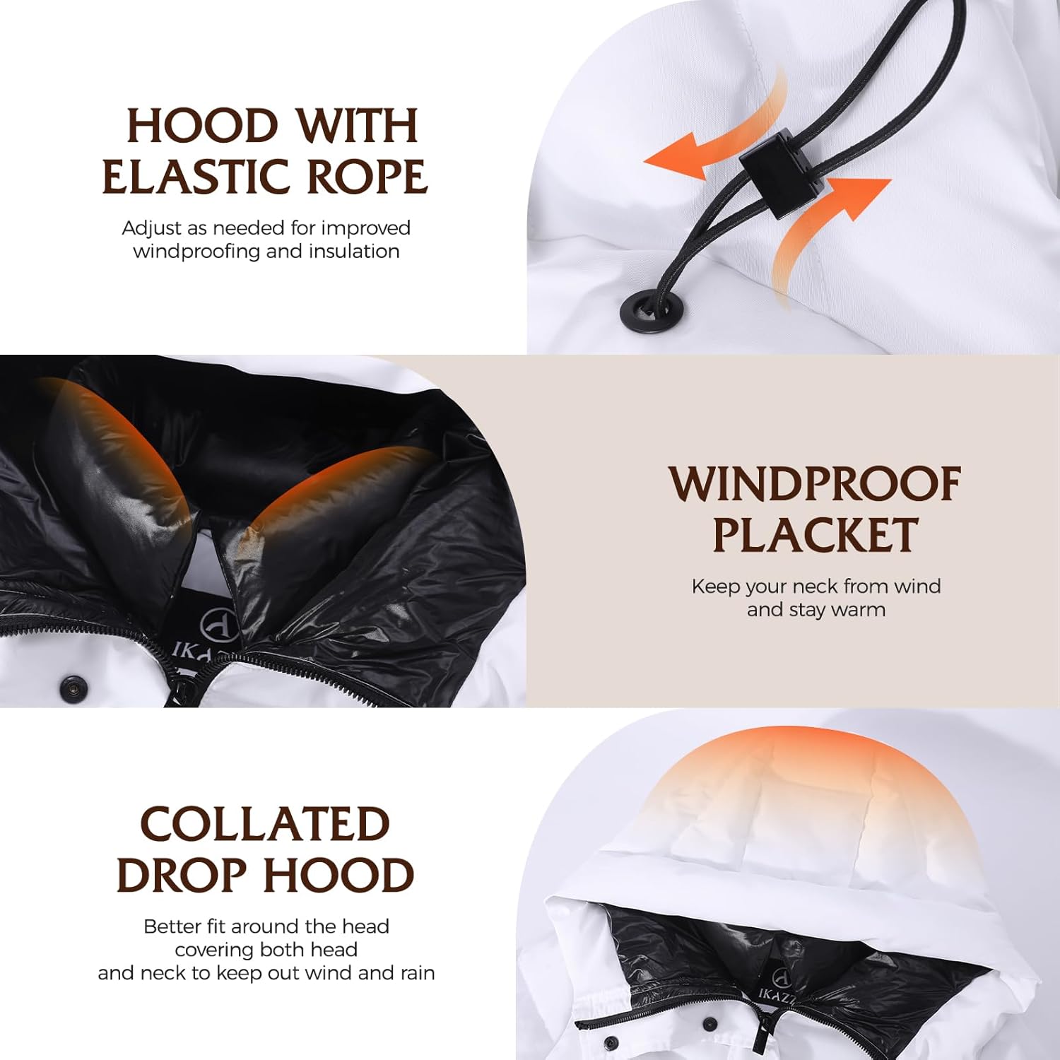 IKAZZ Women's Winter Coats, Thickened Warm Insulated Vegan Down Long Parka Jacket with Hood - Image 3