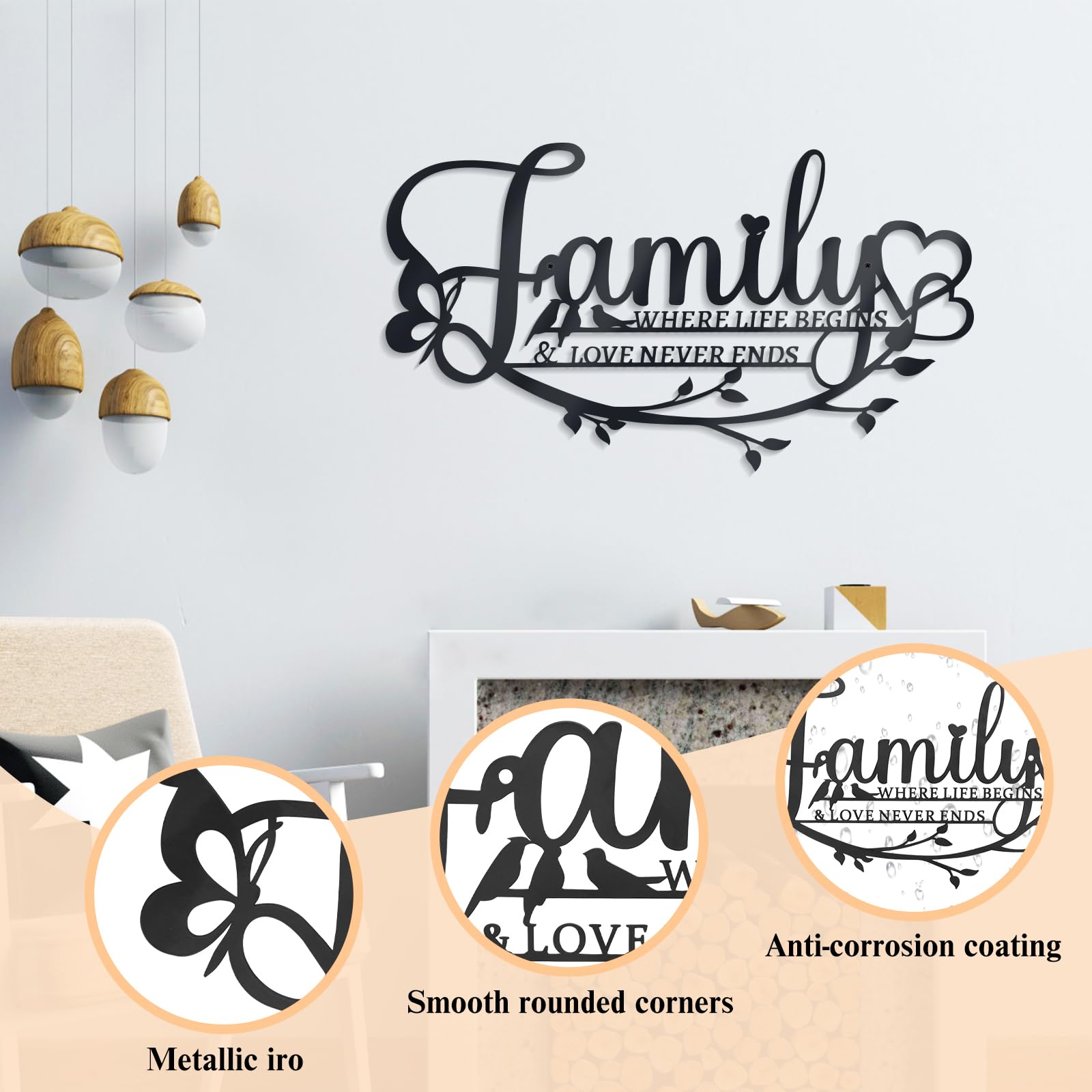 Targa legno con chiave in ferro e frase incisa laser personalizzabile Famiglia dove la vita inizia e l'amore non finisce mai H.16x25 cm - Officina Creativa