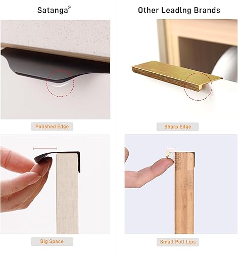 Miniatura 4 de Satanga Tirador de lengüeta para los dedos de los bordes para armarios de cocina, tiradores ocultos de aluminio para puerta oculta, manija larga