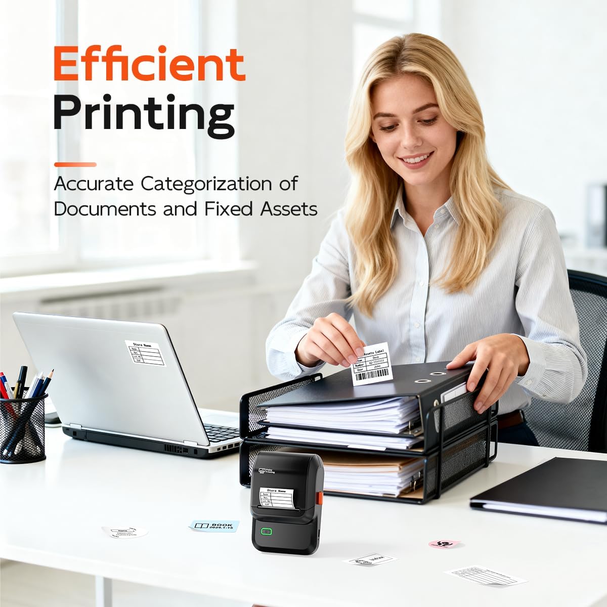 Label Maker Machine with Tape, M100 Bluetooth Thermal Label Maker with 5000 Icons and 400 Templates, Address Barcode Label Printer for Small Business, Home, Office, School, Dark Gray - Image 4