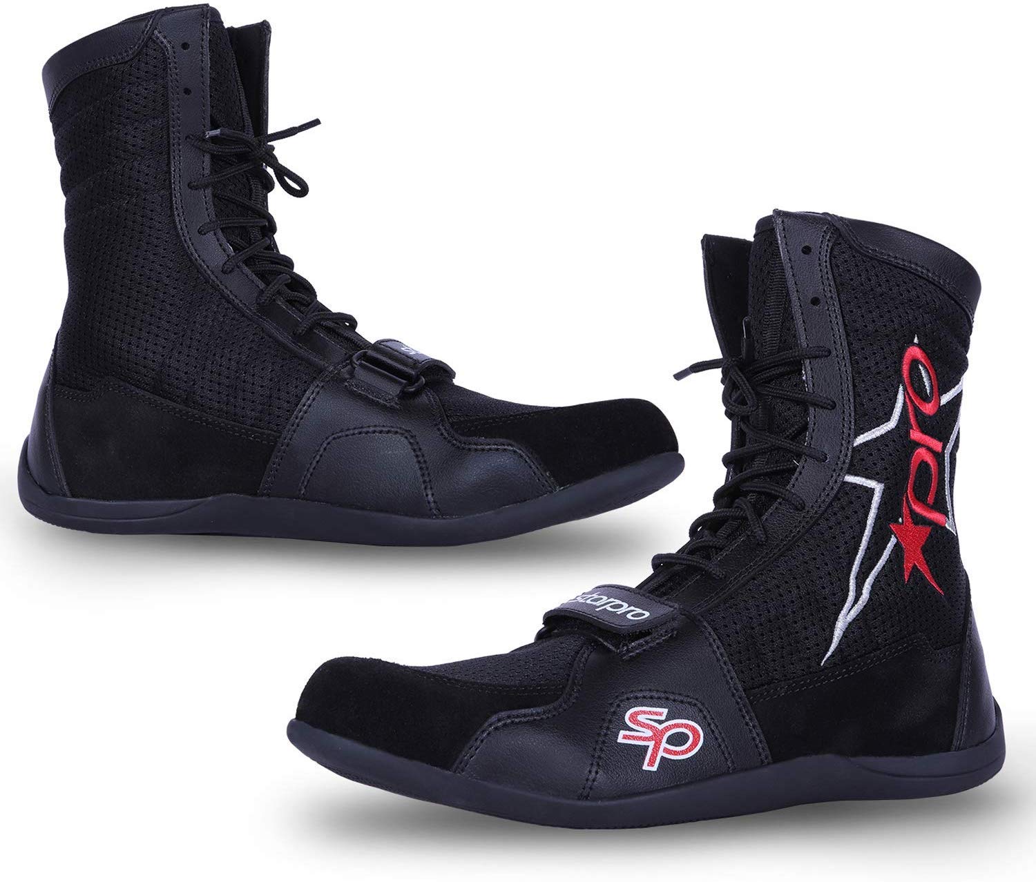 Starpro Superior Boxschuhe Wrestling Schuhe - MMA Muay Thai Kickboxen Sparring Boxers Trainers Kampfsport Schuhe Bodybuilding Boxen Stiefel Sport | Athletik Gummisohle Kletterschuhe Schwarz und Weiß
