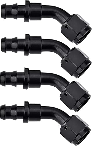 EVIL ENERGY 6AN - 45 Grados de ajuste de manguera con bloqueo de empuje, extremo negro, 4 piezas