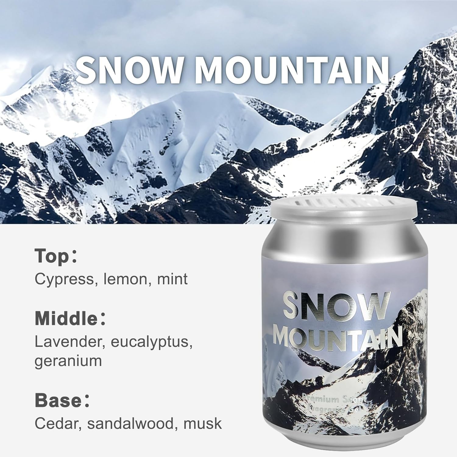Air Freshener, Snow Mountain Scent Diffuser with Leak-proof Cap for Car & Home, Gel Car Diffuser for Bathroom, Closet, Basement, Garage and Small Spaces, 7.1 oz Each Lasts 45 Days, 2 Pack