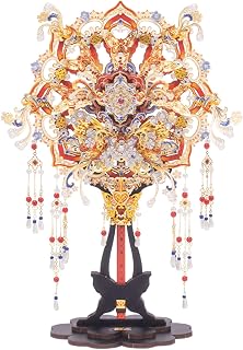 MU 3D Metal Puzzle Chinese Wedding Bridal Fan Models Kits Building 3D Wooden Puzzles Base, DIY Craft Work Miniature Building, Wedding Present Gifts Home Desk Decor