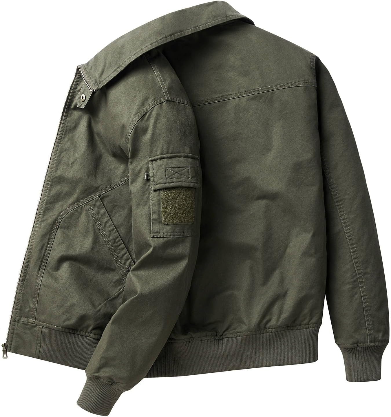 Mens Full Zipper Casual Outdoor Jackets Lapel Long Sleeve Sport Coat Fashion Going Out Streetwear with Pockets