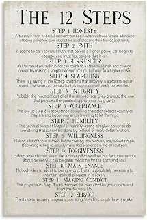 The Twelve 12 Step of Alcoholics Anonymous Withdrawal Poster (2) Canvas for Bedroom Living Room Decor 16x24inch(40x60cm) Unframe-style